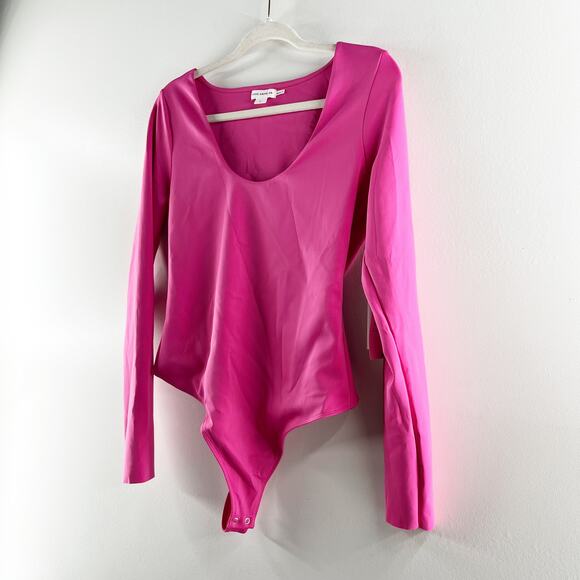Good American Scuba Scoop Slim Long Sleeve Bodysuit Ballerina Pink Large - Picture 7 of 8